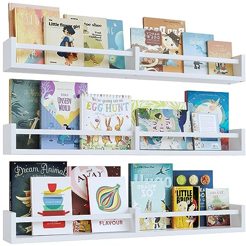 Kinderzimmer-Bücherregale, 81,3 cm, schwebende Kinderzimmer-Regale, 2er-Set, Bücherregal-Organizer für Kinderzimmer, Wandregale für Küche, Gewürzregal, Kiefer