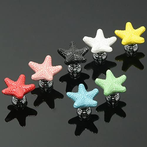 ZESLIV Möbelknopf Antik Porzellan Keramik Türgriffe Vintage Seestern Türknopf Schrankknöpfe Kinderzimmer Möbelknöpfe Schubladenknopf Möbelgriffe Möbelknauf Schwarz