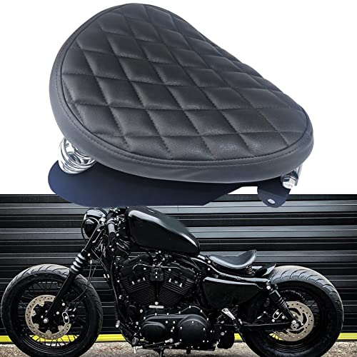 BREDUXSER Motorrad Bobber Sitz, Motorrad Solo Sitz Mit Federhalterung Grundplatte Für Sportster Achtundvierzig 48 XL883 1200 Chopper Custom
