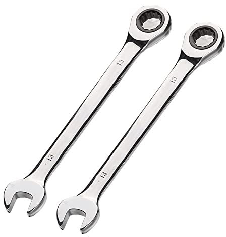 Aoktorkit 2Pcs Metric Tool Ratcheting Wrench Set 13MM,Professional Chrome Vanadium Ratchet Spanner Steel 72 Teeth 12 Point for DIY,Pipeline,Mecchanci Bicycle Repair and Home Maintance