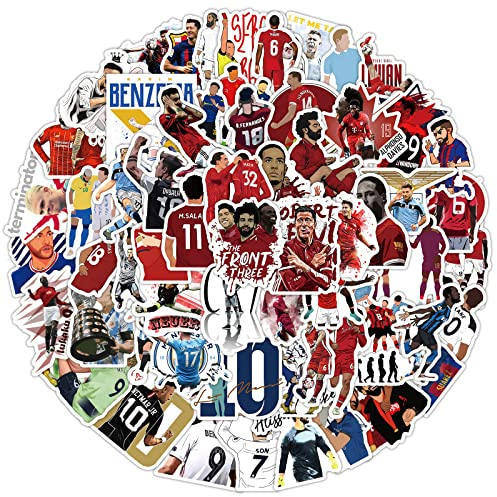 100 Bögen mit Aufklebern Berühmter Fußballstars, Wasserfeste Vinyl Sticker für Laptops Gepäck, Helme, Skateboards, Computer, Tassen, Fahrräder, Spielzeug, Tischplatten usw