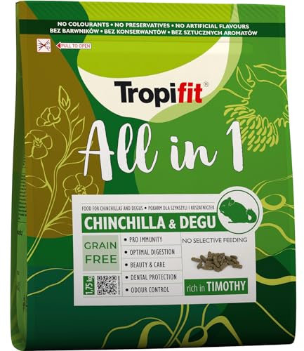 All in 1 Chinchila & Degu 1,75kg - alimento para Chinchillas y Degus, Rico en Hierbas y pastos, con la adición de Flores de caléndula