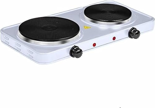Electric Hot Plate Control-5-Temperature Settings/Portable, Ideal for Cooking While Travelling White,ZANBEEL (Double 2500W)
