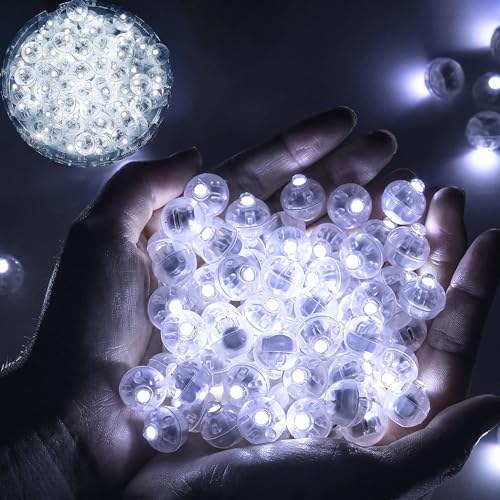 Phyooest 50 Stück LED Ballons Lichter, Mini LED Licht Leuchtkugeln, Kleine Led Lichter Weiß Laternenlicht für Weihnachten, Hochzeit, Party, Geburtstag, Halloween, Karneval Deko