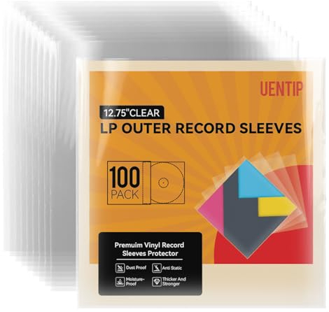 100-Pack Gatefold Vinyl Outer Sleeves-12.75 Record Sleeves Outer-Clear Professional Vinyl Record Storage Protector for Single & Double LP Album Covers (Outer Sleeves)