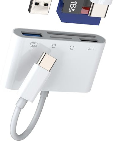 USB C HUB TF SD Card Reader USB OTG Type C Charger 4 in 1 Docking Station for Apple IPhone15 Pro Max for IPad Air Macbook Multiport Adapter Micro SD Memory Flash Drive Thunderbolt Port Charging Dongle
