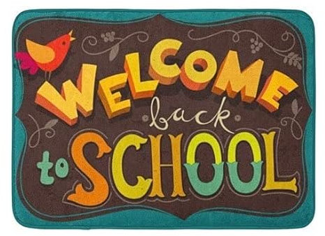 MIAOMANSENSTORE Zerbino di bentornato alla lavagna della scuola, zerbino di benvenuto decorativo per l'aulaZerbino ingresso esterno Decorazioni casa Regali