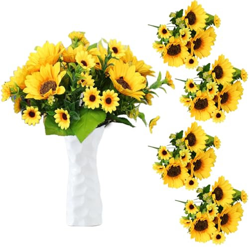 astylishome Artificial Flowers Outdoor Sunflower Bouquets 52 Pack for Home Hotel DIY Craft Office Wedding Party Garden Decoration Floral Arrangement Centerpieces 1303