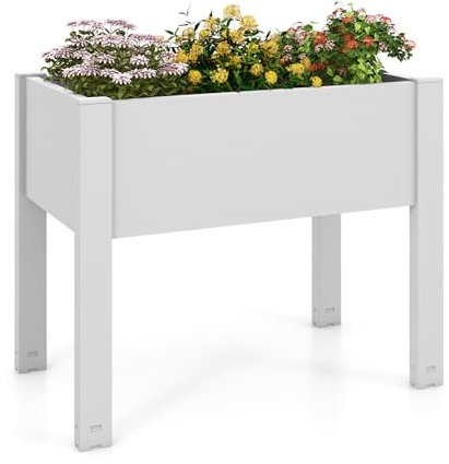 RELAX4LIFE 53L Fioriera Rialzata da Giardino in PP, Orto Rialzato da Esterno Portapiante, Fioriera Aiuola per Coltivazione di Piante Orto Erbe, 76x45x61cm (Bianco)