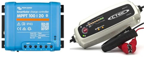 Victron Energy SmartSolar MPPT Laderegler 100V 20 Amp 48-Volt Solarladeregler (Bluetooth) & CTEK MXS 5.0, Batterieladegerät 12V, Temperaturkompensation