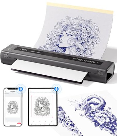 Phomemo TP88 Stencil Drucker Tattoo Drucker Bluetooth,Thermodrucker Tattoo Transfer Printer,Wireless Tattoo Printer,Thermal Stencil Printer mit 10pcs Tattoo Transferpapiers für Smartphone & PC