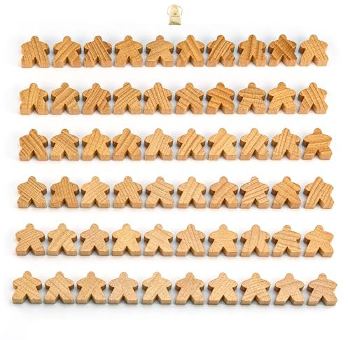 Waldfelsen® 16 mm Meeple aus Holz passend für Carcassonne (60 Stück als Blankomaterial)