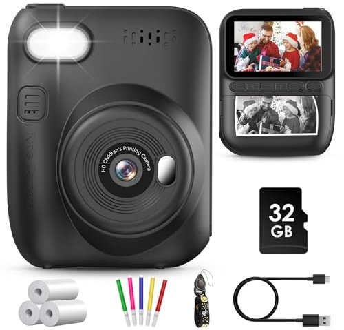 GREENKINDER Camara Fotos Infantil Instantanea, 3,0 Pulgadas 14 MP Camara Fotos Infantil con Tarjeta de 32 GB y Papel de Impresión, HD 1080P Cámara Instantánea para Niños y Niñas 3 a 12 Años