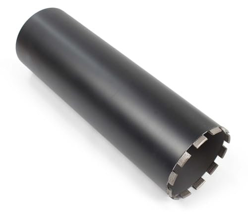 Wiltec Foret diamant pour Carotteuse Ø 200 mm – Haut rendement – 1¼ UNC – Longueur 450 mm – Métal fritté – Forage à humide – Chantier Carrelage Béton – Trépan Couronne Diamant