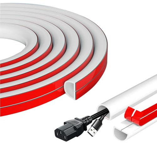 Mini White Cable Trunking Self Adhesive For 1 Electric Cables,Flexible Wire Covers Hider For Cables,TV Cable Covers Hider For Wires Wall,Wire Conduit Trunking For Single TV Cables (3m)