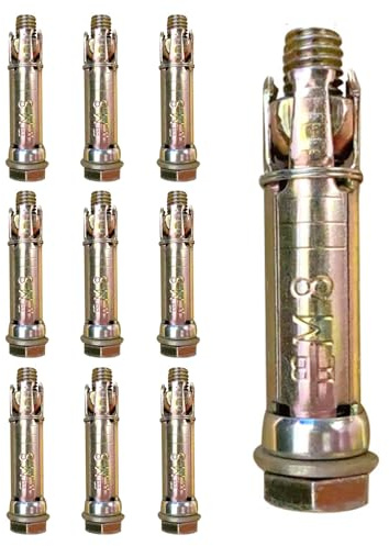 10 Pcs Anchor Bolts, 60mm M8 Hex Bolt Sleeve, Wall Anchors for Brick, Expansion Screw Bolt for Masonry Brick, Heavy Duty Wall Fixings Plugs Bolts Screws(6cm)