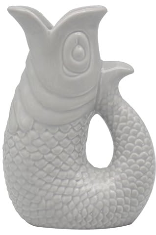 The Leonardo Collection Pichet à poisson gris de 20 cm pour cuisine et maison | Pichet en céramique ou en verre pour usage multiple | Beau vase à crème ou à lait pour un usage quotidien | Peut