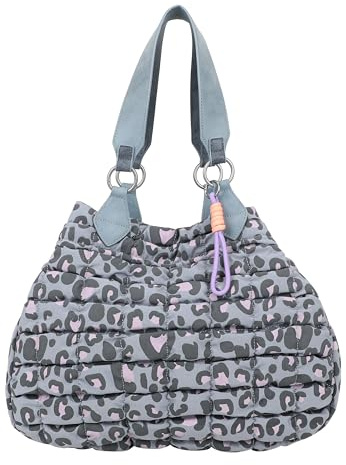 Fritzi Izzy Medium Limited Leo Bubble Shopper Nylon Damen Handtasche Alltag Reisen Schultertragbar mit Druckknopf 29 x 42 x 15 cm – Schwarz, Blau, Anthrazit