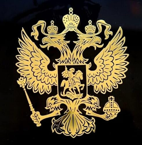 Russland Aufkleber Auto Emblem 3D in Gold Russia Wappen Russischer Adler Sticker