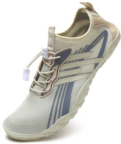 Beach Swim Water Shoes Mens Womens Unisex Barefoot Swimming Shoes Quick Dry Summer(E Beige, 3.5UK)