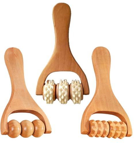 Wooden Hand Massage Roller, 3Pcs Wooden Massage Tool Massage Sticks | Wooden Massage Roller Wood Therapy Massages Tools for Relaxes Thigh Leg Hands Full Body Muscle