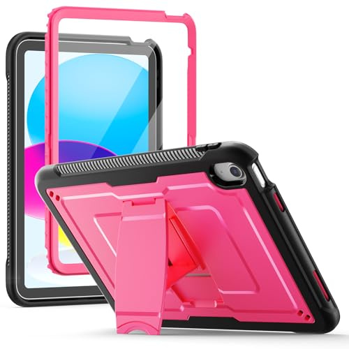 SEYMAC Funda para iPad (A16) 11/10 Generación 11/10,9 Pulgadas(2025/2022), Funda Protectora a Prueba de Golpes con Soporte Incorporado y Protector de Pantalla, Rosa