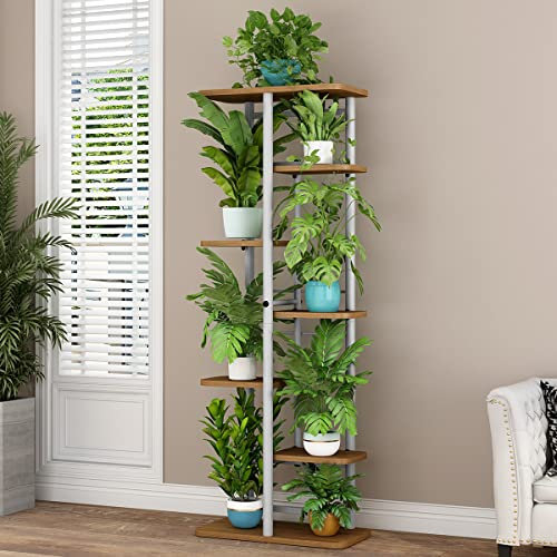 7 Etagen Pflanzenständer 120x36x23.5cm - Metall Pflanztopf Ständer für Drinnen und Draußen - Hohes Blumenregal für Mehrere Pflanzen - Gestufte Pflanzenhalter, Ständer für Garten, Balkon, Terrasse
