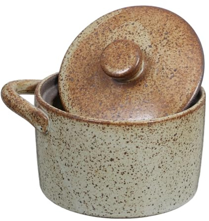 Healifty Olla de con Tapa Vintage para Estofados y Sopas Cazuela Pequeña para Porciones Individuales y Comidas Familiares Recipiente Versátil para Cocinar al Vapor y Guisar Casa
