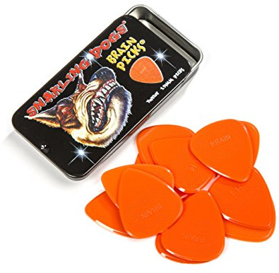 Snarling Dogs Brain TNSDB351 1.14 Guitar Picks, 12-Piece, Collectible Tin, Orange Nylon, 0 1.14mm