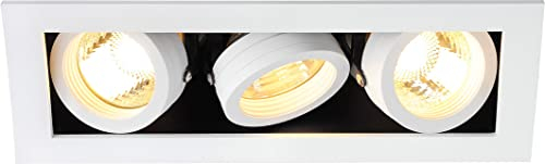 SLV LED Einbauleuchte KADUX, dreh- und schwenkbar | Dimmbare Deckenleuchte, Innen-Beleuchtung | LED Spots, Fluter, Deckenstrahler, Decken-Spots, Einbau-Strahler | 3-flammig, GU10 QPAR51 Weiß