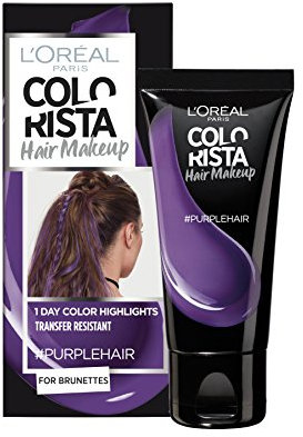 L'Oréal Paris Colorista Hair Makeup - Trucco per capelli - Colorazione effimera per brunette viola 30 ml, confezione da 2
