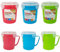 Handy Helper Set of 3 Microwavable Multicolor Plastic Soup Mugs with Snap-Lock Lid