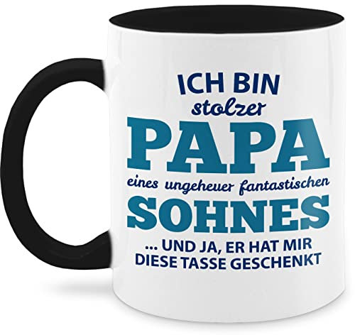 Tasse Tassen 325ml - Geschenk zum Vatertag - Ich bin stolzer Papa eines fantastischen Sohnes - 325 ml - Schwarz - vatertagstasse vatertagsgeschenk vater sohn kaffeetasse vatertagtasse männertag von