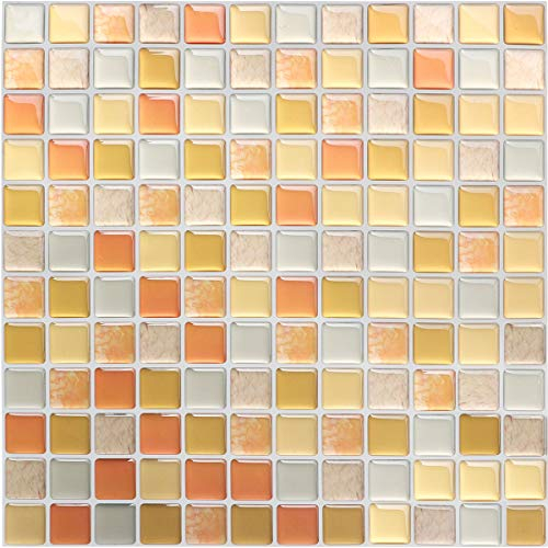 HyFanStr Adesivi per Piastrelle 3D Mosaico, Mattonelle Sticker Autoadesivo Mattonelle Parete PVC Impermeabile per Bagno Cucina per Bagno Cucina 4 Pezz