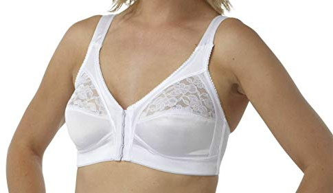 Women's Marlon Front Fastening Soft Cup Non Wired Bra Size 34-48 Cup B-E White (D, White, 40)