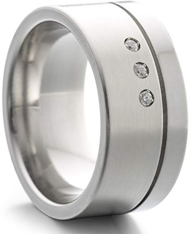 Heideman Ring Damen Paari mit Kerbe aus Edelstahl silber farben matt Damenring für Frauen mit Stein Zirkonia weißss im Brillantschliff Crystal Gr.63 hr7018-4-1-63