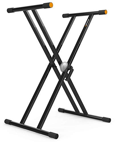 Audibax Onyx 130 Plus Black - Soporte de Teclado de Tijera Doble - Soporte para Teclado Musical Electrónico - Sistema de Ajuste con Rótula Easy Lock - Carga Máxima de 65 kg
