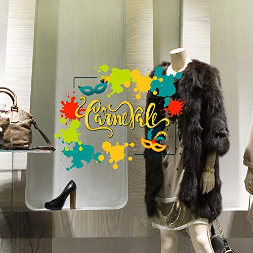 kina CRC0012 Fensterbild Karneval 100% wiederverwendbar Schaufensterdekoration Geschäfte ohne Kleber und neu positionierbar