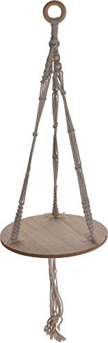 Plant Hanger Indoor Home House Outdoor Garden Jute Rope Macrame Hanging Planter Basket Flower Pot Holder Stand (Wooden Stand Small)