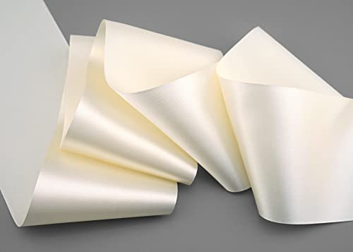 finemark 3 m x 72 mm Satinband Sophie Creme Ivory (004) Satin Tischband Schleifenband ohne Draht breites weiches Band Tischdekoration Tisch Deko Geschenkband mit einseitigem Glanz