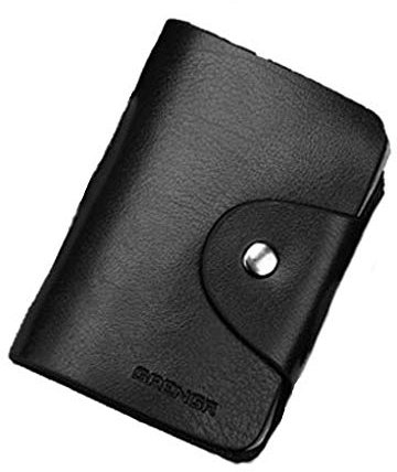 Kartenetui aus Leder, mehrere Fächer, Kartenetui, Visitenkartenetui, Geldbörse, Tasche, Tasche für 26 Kreditkarten, Schwarz