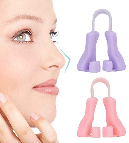 Silikon-Nasenformer, tragbare Nasen-Up-Lift-Clips, Nasenspitzen-Heber, Nasenklammer, schlankere Nase, Nasensteg, formender Schönheitsclip für Unisex (Rosa + Lila)