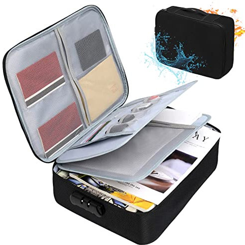Fireproof Document Bags -Safe Box Fireproof Waterproof with Lock,Fireproof Document Safe Document Organizer for Travel, Fireproof File Storage Bag with Lock 14.6”x 11.4”x 3.9”…