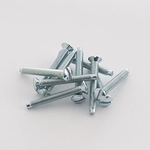 10x M3.5 x 26mm COUNTERSUNK Electrical Machine Screw Flat-Head SILVER/CHROME Steel finish - Flat Plate Screwless compatible Light Switches Sockets Plugs Fixing Bolt Redecorating Repurposing 10PACK