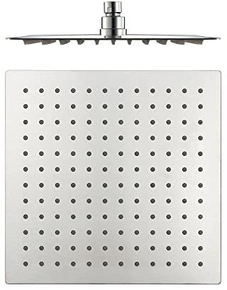 ENKI, R24, Square Ultra Slim Shower Head Stainless Steel Large 300mm, Chrome Fixed Shower Heads, Ball Joint, High Pressure Shower head