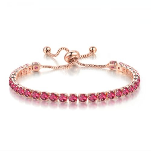 Wedity Classic Sparkling Tennis Bracciale Catena da polso in cristallo Accessori per mani regolabili Gioielli per donne Ragazze (Rosa)