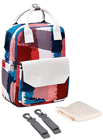 SONARIN Stylische Baby Wickelrucksack Wickeltasche,Leicht Wasserdicht Babytasche Großer Kapazität Wickeltasche Rucksack Reisetasche mit Wickelunterlage & Kinderwagen Haken(Moderne Malerei)