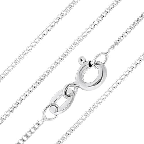 Aeon 925 Sterling Silver Necklace - 2mm Diamond Cut Curb Chain | 28 Chain | Polishing Cloth & Pouch Bag Included