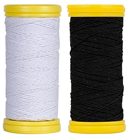 Shirring Elastic for Sewing, Elastic Thread, Shearing Elastic, Black and White (Set of 2 x 20m)