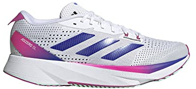 adidas Mens Adizero SL Shoes, White/Lucid Blue/Lucid Fuchsia, 12